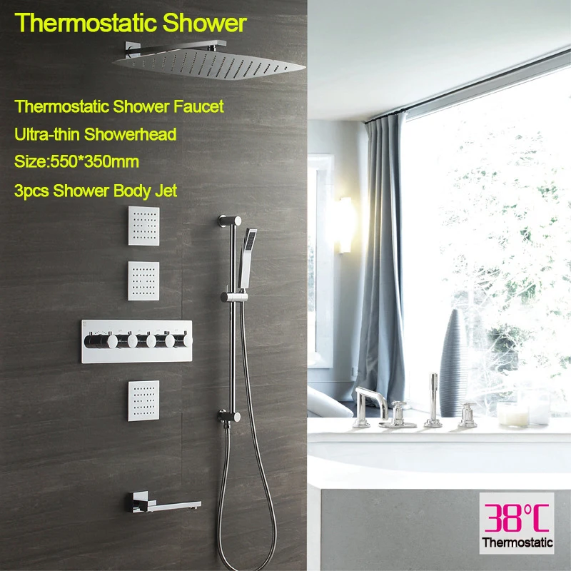 20 дюймов ванная комната дождь Душевая Головка 304SUS термостатический кран