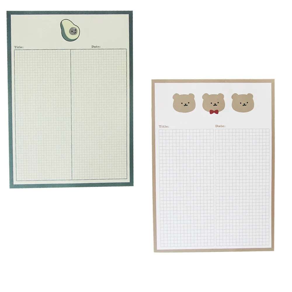 Блокнот для заметок 30 листов милый мультяшный медведь цветок авокадо клетка