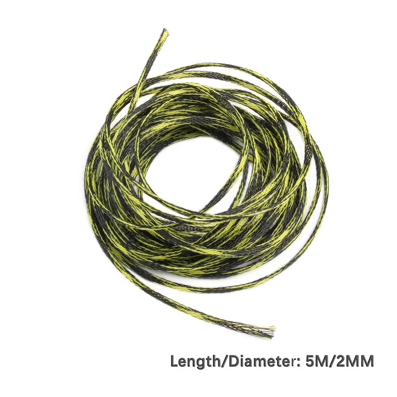 Желтый и Черный изоляционный кабель в оплетке с возможностью расширения плотный