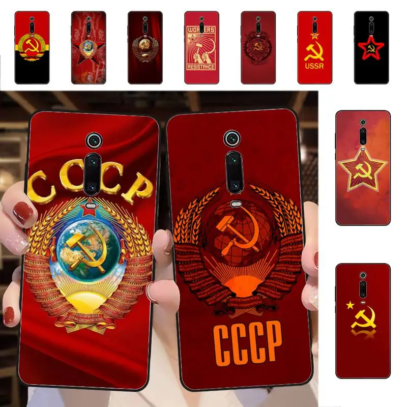 

YNDFCNB USSR Flag Soviet Union CCCP Phone Case for Redmi 5 6 7 8 9 A 5plus K20 4X 6 cover