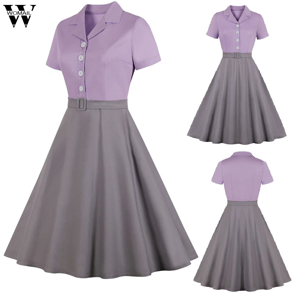 Женское платье летнее с коротким рукавом для офиса работы элегантное винтажное