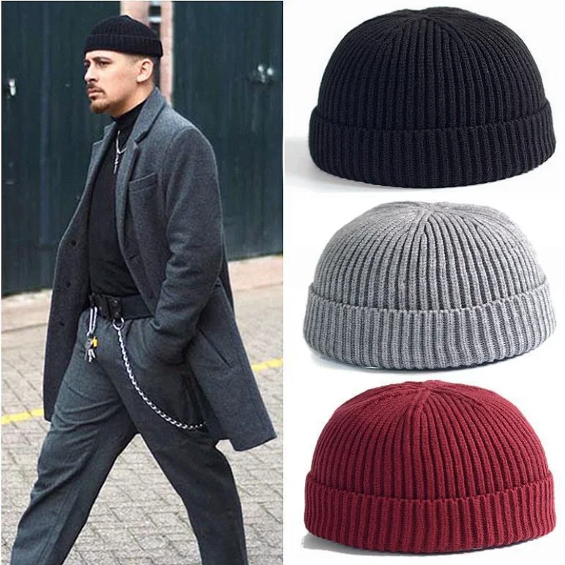 

Solid Knitted Hats For Women Autumn Beanie Hat Winter Men's Hats Women Beanies For Ladies Skullcap Solid Cap Knitted Thick hats