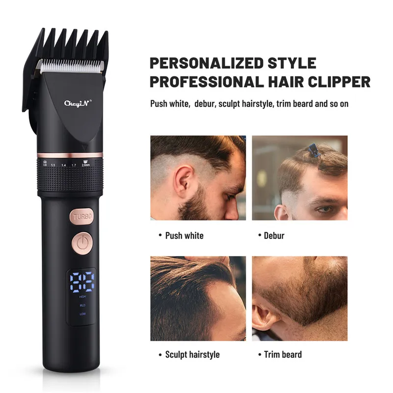 

CkeyiN Professional Hair Clipper Trimmer Men's Barber Shop Rechargeable Hair Cutting Machine Cordless LCD Haircut for Adult Kid