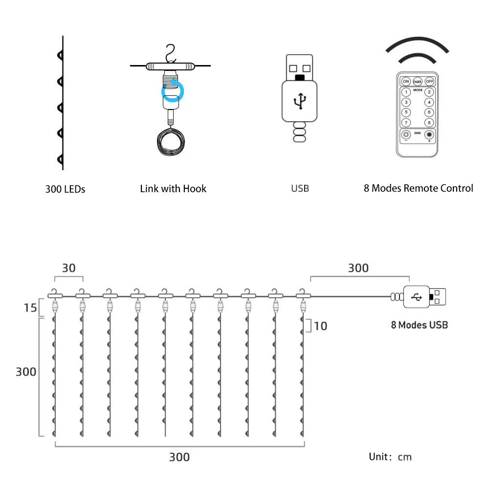 СВЕТОДИОДНАЯ Гирлянда GFLAI с дистанционным управлением LED занавеска для дома