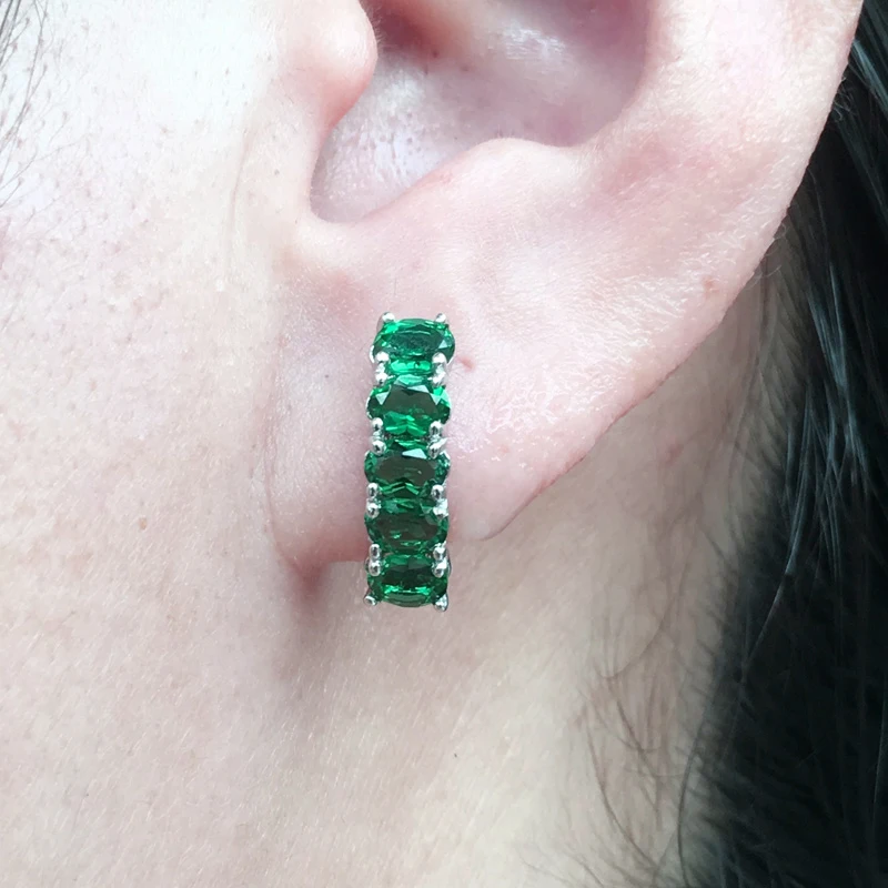 Женские серьги с изумрудами CSJ Lab серебро 14 к золото прекрасный брелок вечерние