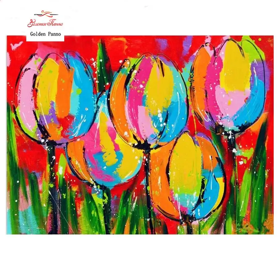 2020  flower embroidery diamond mosaic Colorful tulips  Diamond painting Cross Stitch Kits flowers embroidery mosaic art
