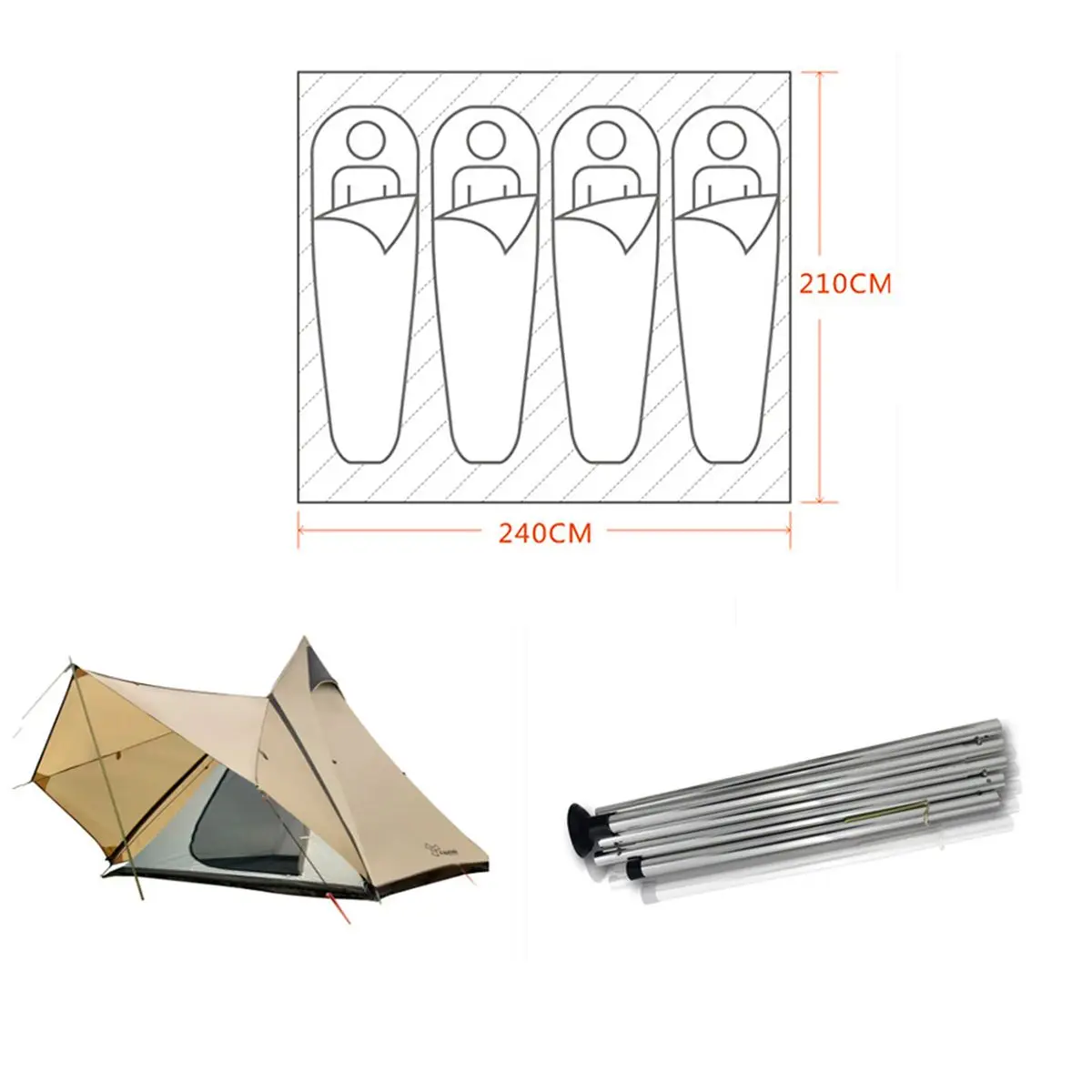 

320x260x200cm Outdoor Tents For Camping Indian Yurt Camping Tent Waterproof Family Tent Indian Style Pyramid Tipi Camping Tents