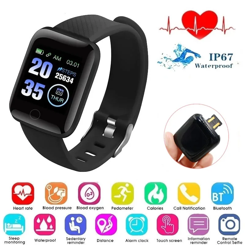 

D13 116plus Smart Bracelet Men Fitness Heart Rate Blood Pressure Watch Waterproof Sports Pedometer Smartwatch For Huawei IOS