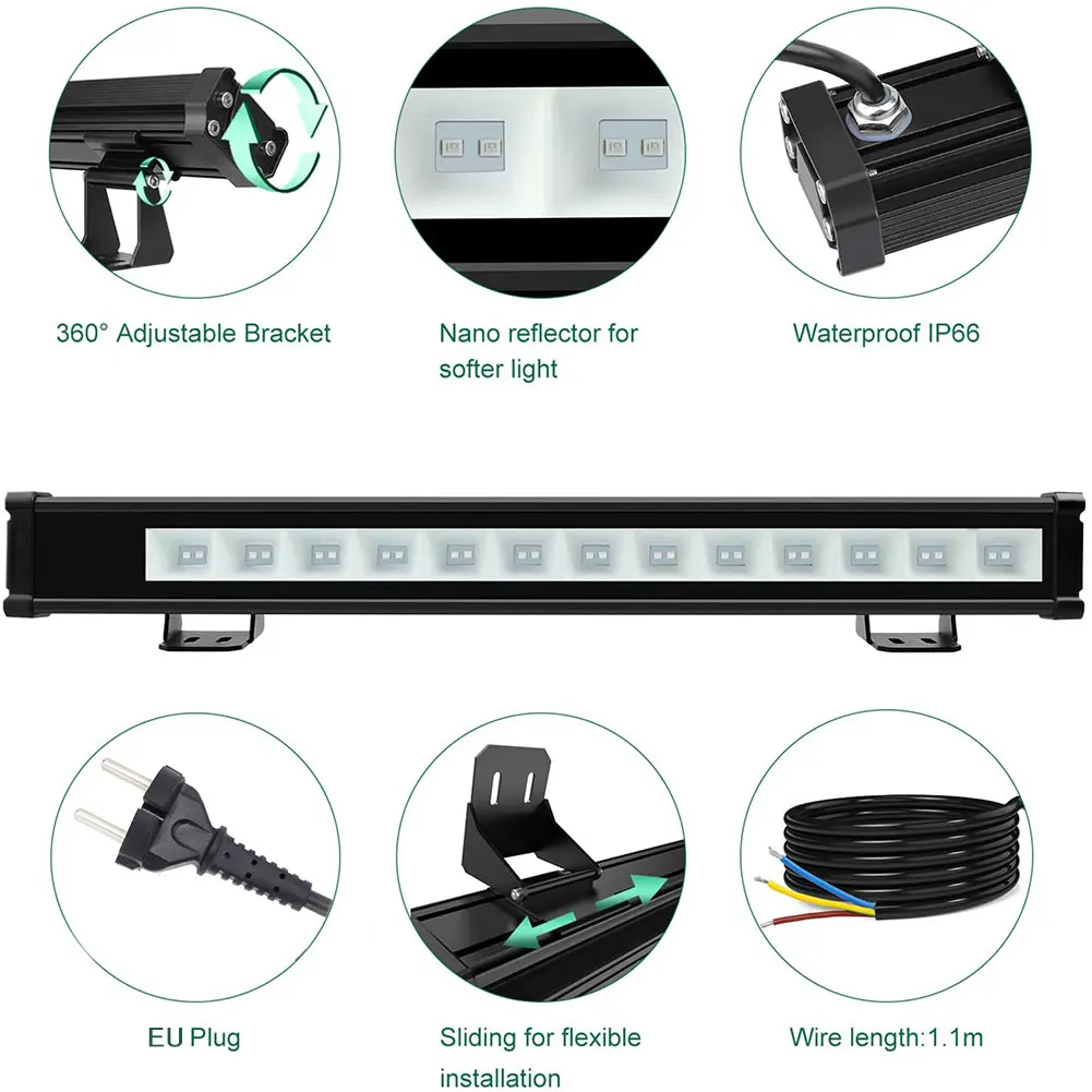 

RGB LED Wall Washer Outdoor Light Bluetooth Waterproof 36W Color Changing Flood Light RGB Led For Party Garden Stage Lighting