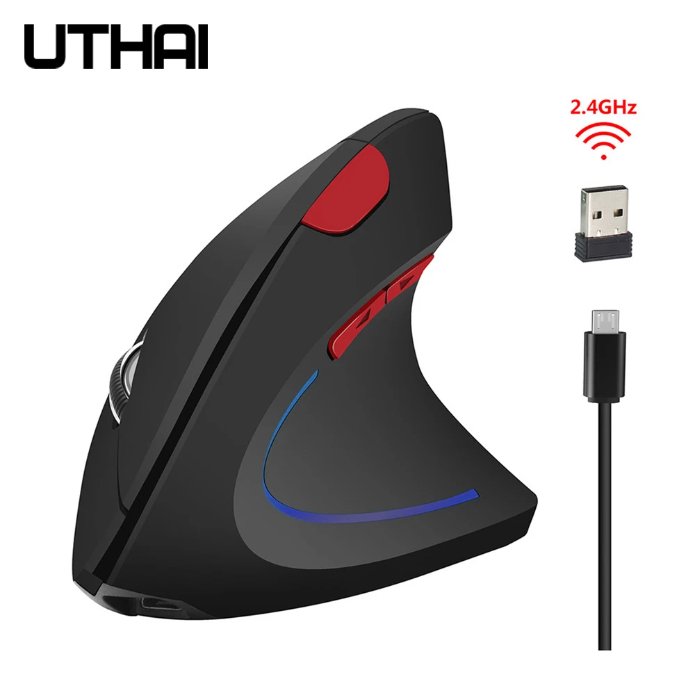 

UTHAI DB38 New Vertical Wireless Mouse 2.4GHz Ergonomic Mouse Design 2400DPI Can Prevent Mouse Hand Gaming Mouse