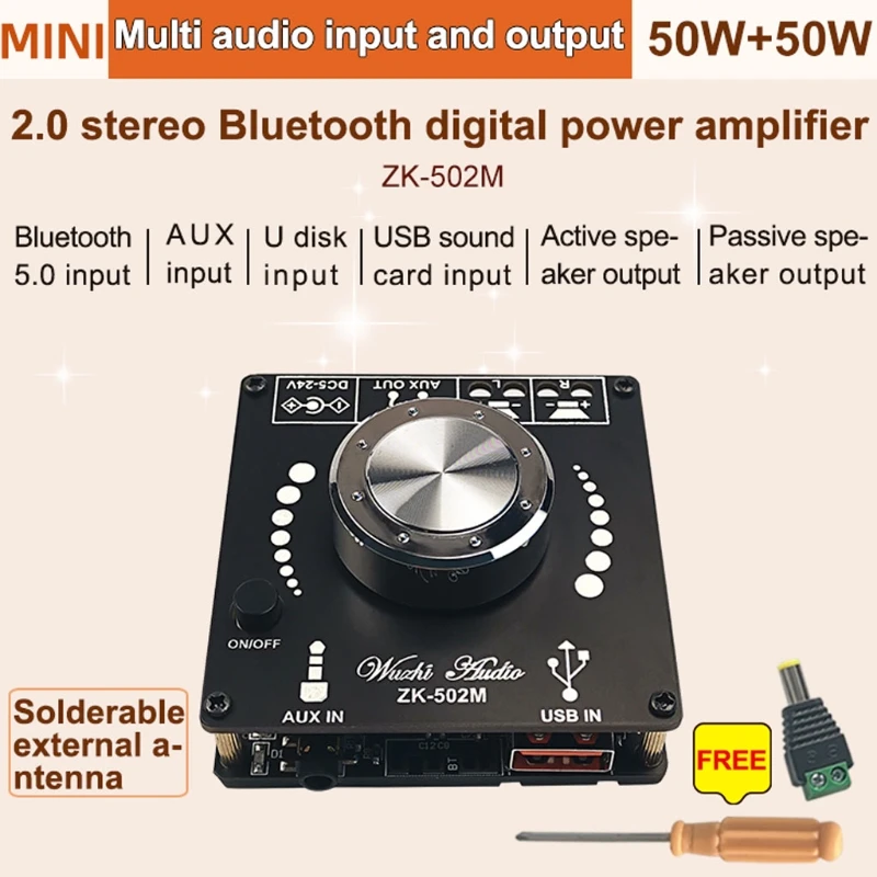 

ZK-502M Мини Bluetooth 5,0 Мощность аудио Плата усилителя 50WX2 стерео усилитель домашний Театр AUX USB