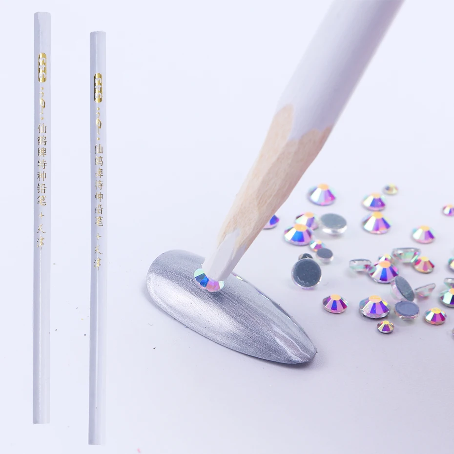 2 шт. белые стразы с воском инструмент для маникюра двумя концами точечного