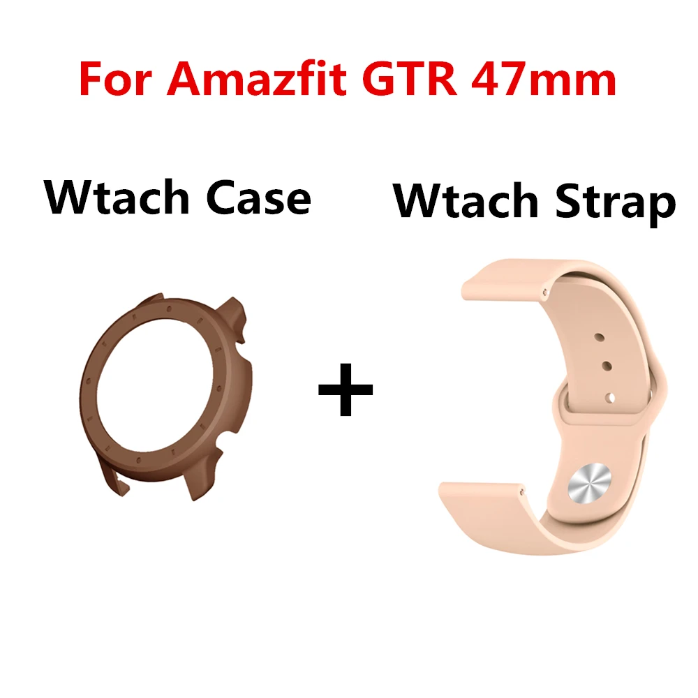 2в1 силиконовый спортивный ремешок для Xiaomi Huami Amazfit GTR 47 мм Смарт-часы 22 мм сменный Браслет для часов+ чехол для ПК