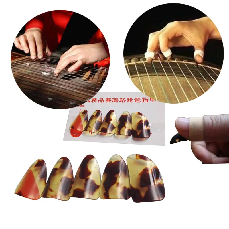 5 шт./компл. guzheng палец выбирает большой Tortoiseshell цвет ку Чжэн ногтей Withe | Спорт и