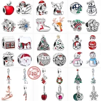 2021 new christmas gift 925 silver santa claus tree reindeer snowman bead fit original pandora charms bracelet diy women jewelry