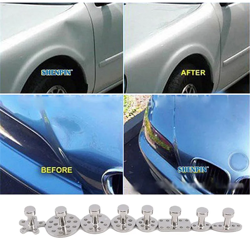 

8pcs/Set Auto Metal Gasket Sucker Removing Dents Sucker Car Dent Puller Remover Kit Tabs Suction Cup Car Auto Body Tool