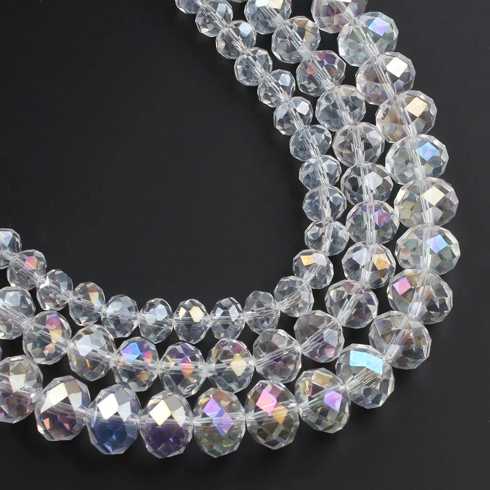 Оптовая продажа граненые прозрачные стеклянные бусины AB круглые разделители 4 6 8