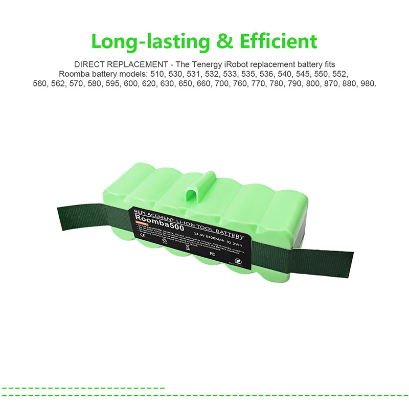Powtree 6400mAh 14.4V Li-ion Rechargeable Battery For iRobot Roomba 500 550 620 650 760 770 800 series vacuum cleaner battery |