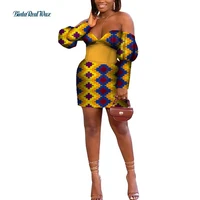 2021 fashion african print sexy off shoulder dresses vestidos bazin riche african dashiki dresses african women clothing wy8949