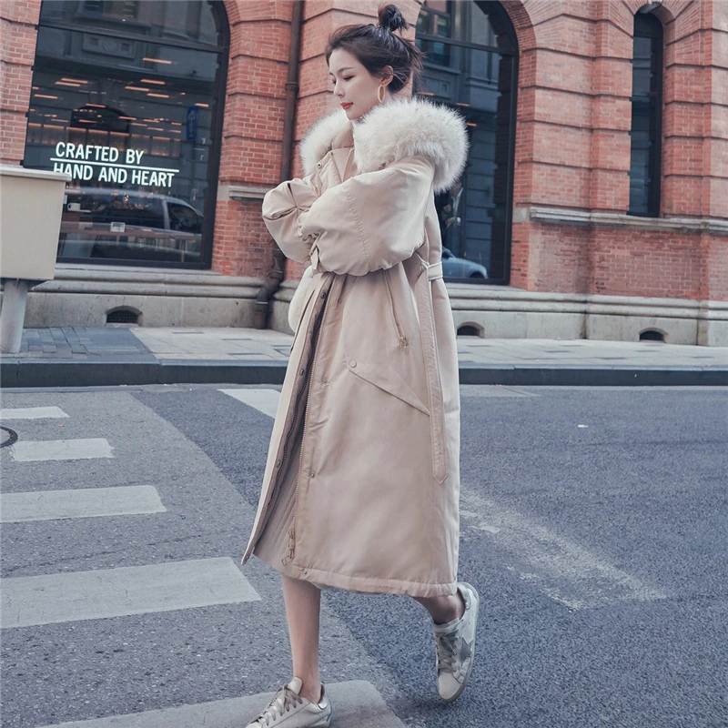 

Женское хлопковое пальто средней длины, зимняя Свободная куртка выше колена в Корейском стиле