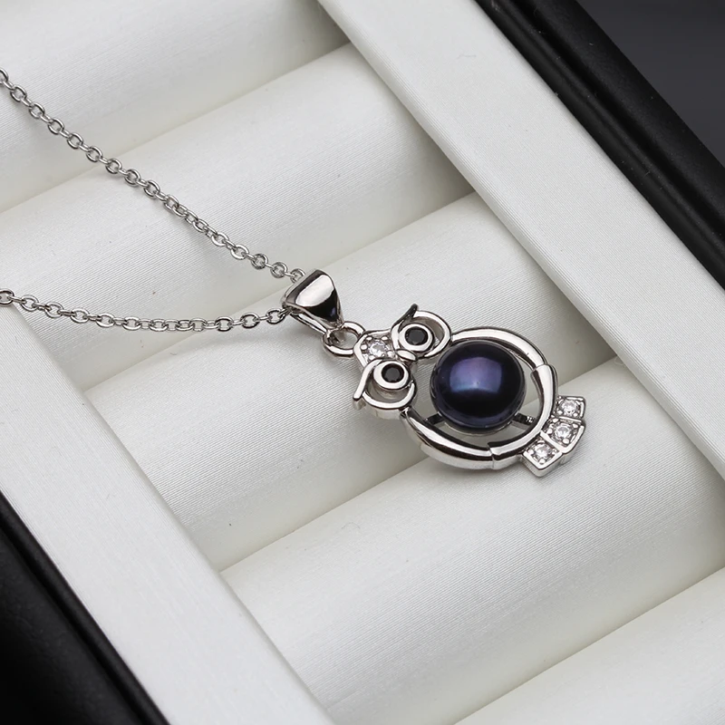 Женская подвеска в виде совы из серебра 2021 пробы с натуральной пресной водой