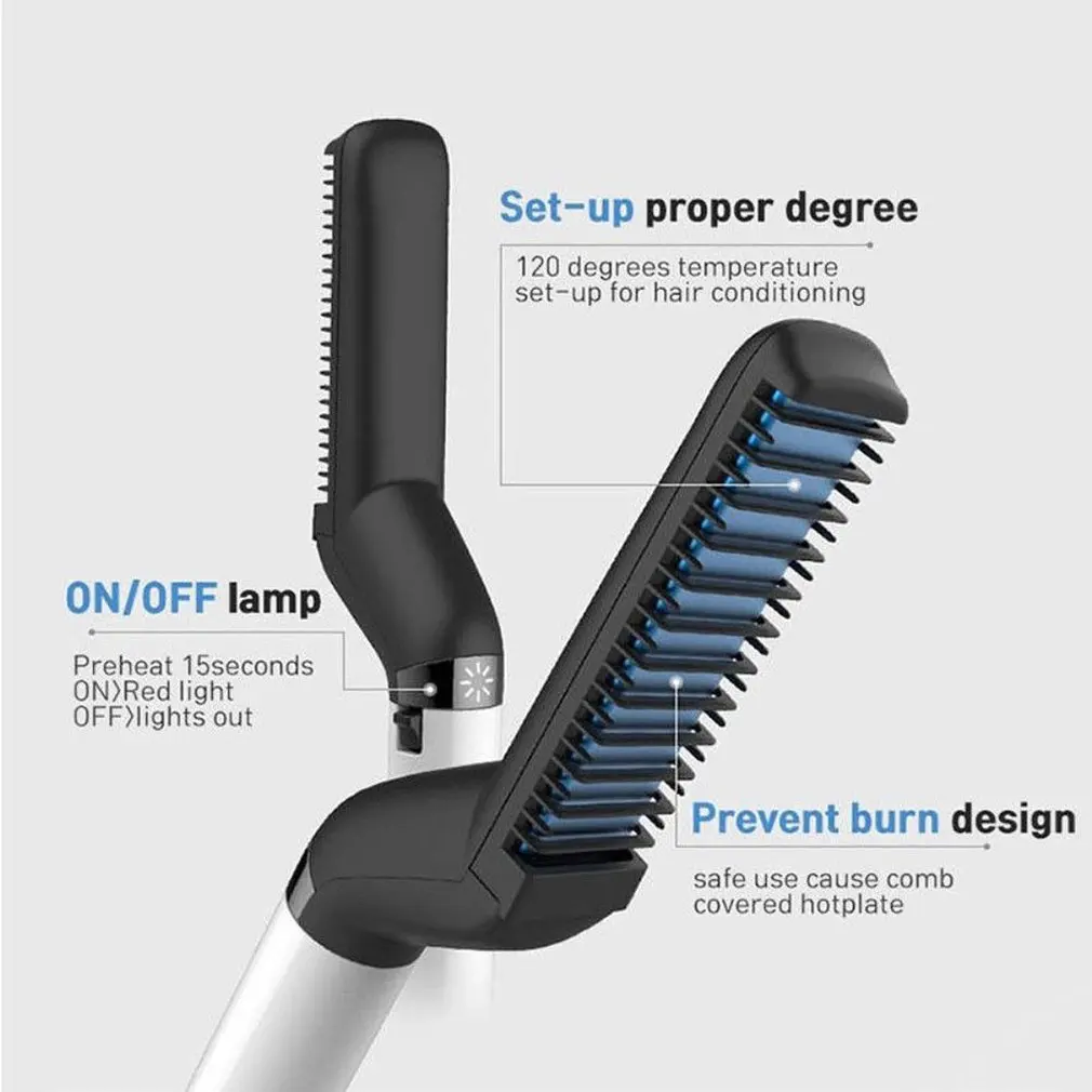 

Professional Men Heat Hair Styling Ceramic Curler Straightener Hair Comb Brush Hair Volumize Straighten dropshipping