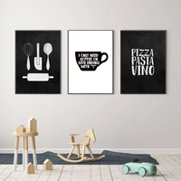 black and white kitchen utensils wall art canvas painting nordic posters and prints wall pictures for living home decoration