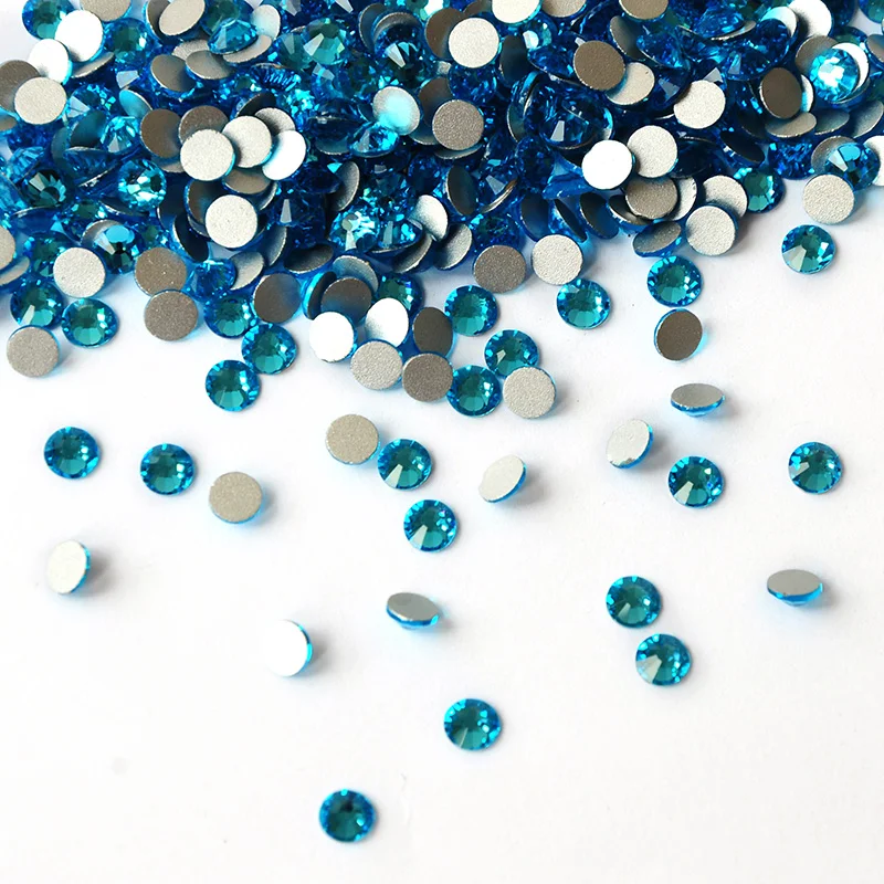 Смешанные размеры аквамариновые цвета стразы поделки для дизайна ногтей плоская