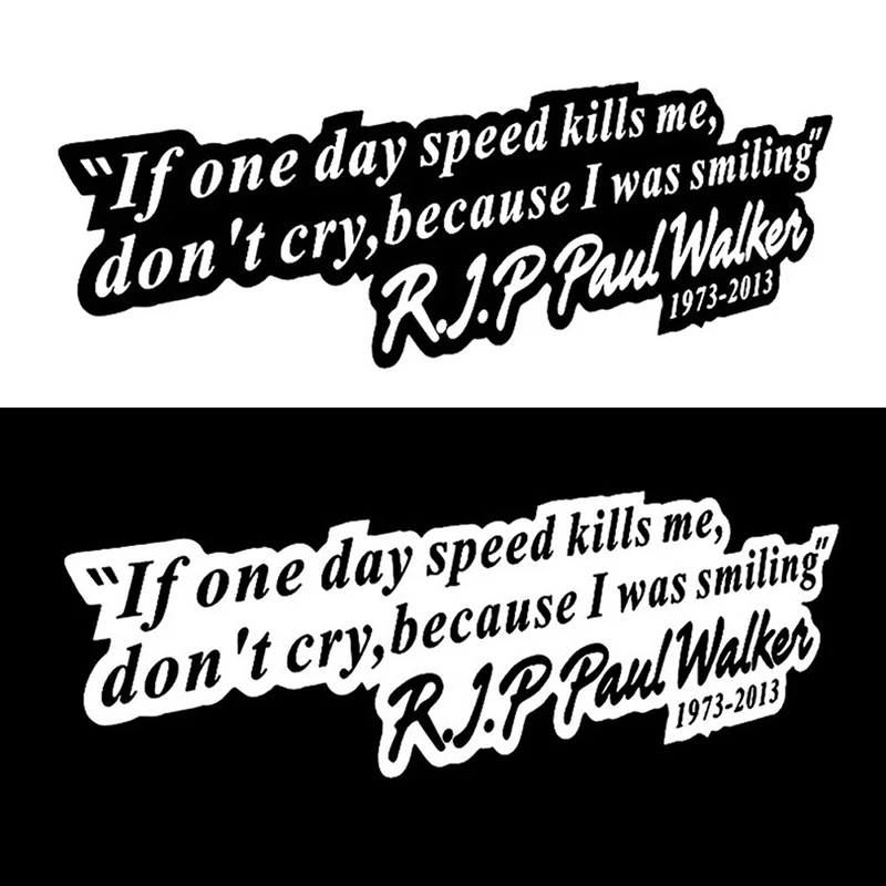 Черный/белый виниловый стикер для автомобиля Paul Walker RIP наклейка авто гоночного