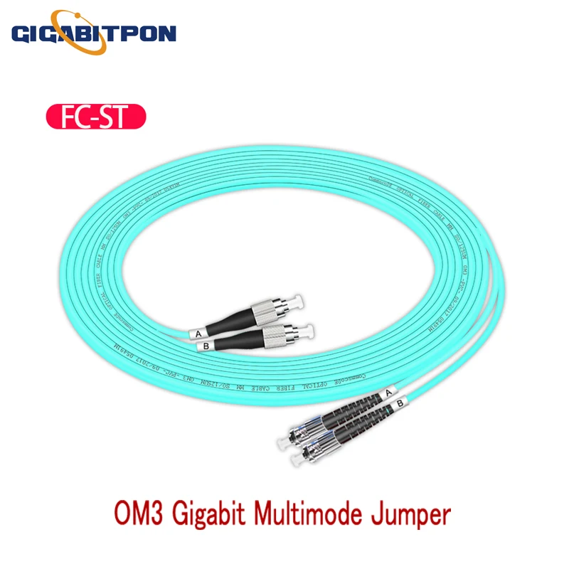 1M-10M10 OM4 duplex multi-mode 10G patch cords Connector ftth patch cords, green pvc (ST-ST, SC-ST, FC-ST, LC-ST, SC-FC, FC-FC,