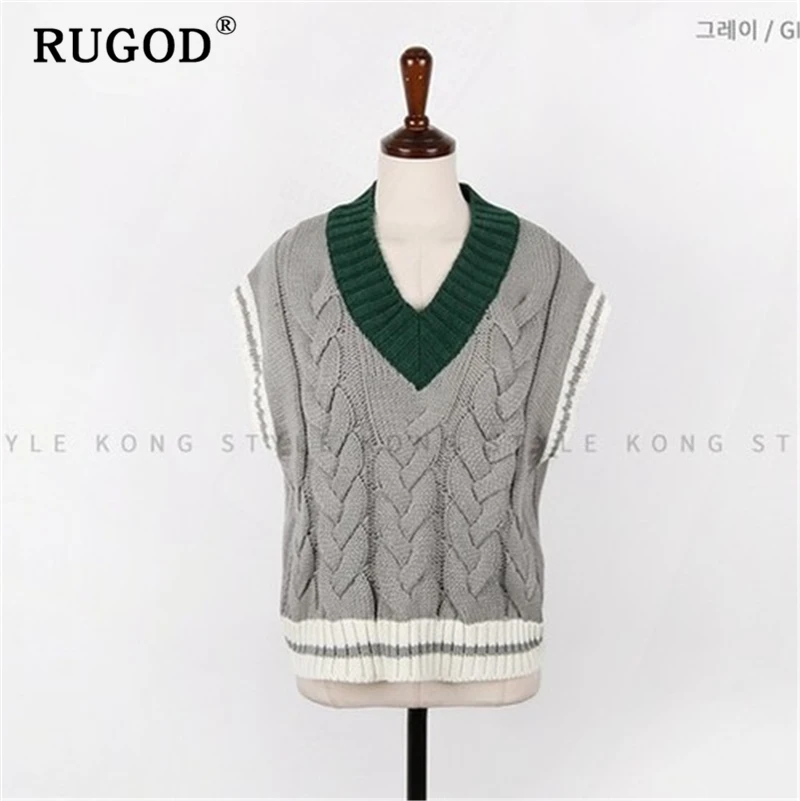 Женский Повседневный свитер RUGOD пуловер без рукавов с v-образным вырезом в