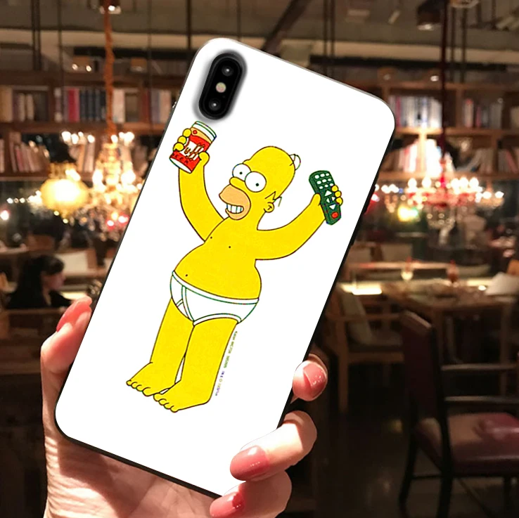 Homer J. Simpson Черный силиконовый чехол для телефона iPhone X XR XS Max 11 11Pro Max 6s 7 8 Plus Барт Симпсон Забавный мультяшный чехол