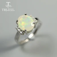 tbj2 2ct real ethiopia opal ring oval 911mm facet cut natural gemstone fine jewelry 925 sterling silver for women best gift