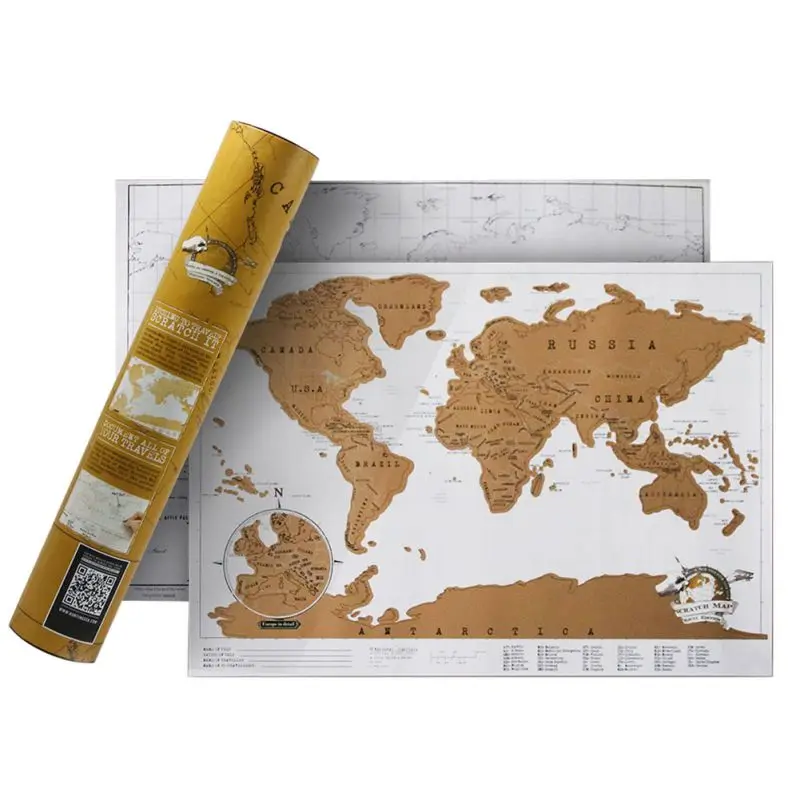 Scratch Off Map Of The World Travel Poster Easy Scratching Gold Foil Reveals Appreciated By Any Enthusiast | Дом и сад