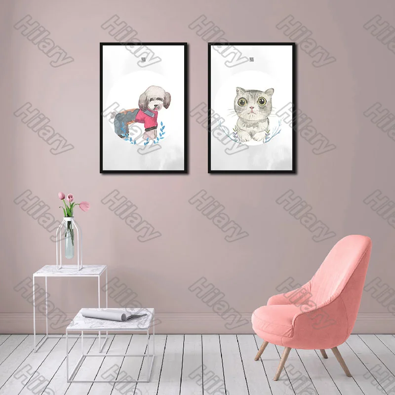 

Poster Animal Cute Dog Fish Cat Cartoon Canvas Painting and Prints Wall Art Pictures Decoration for Living Room 3Pcs Frameless