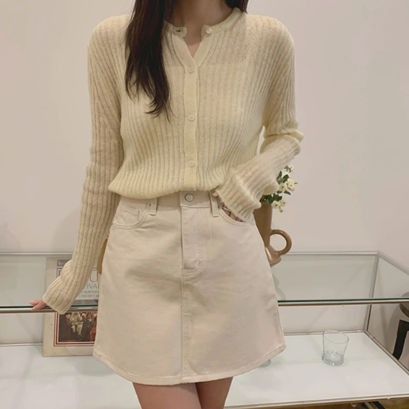 

Новинка 2021 года, мягкий темпераментный однотонный Тонкий мохеровый кардиган, модный универсальный свитер, пальто для женщин