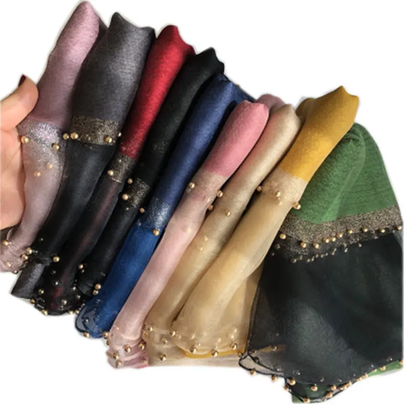 

2021 New Summer Silk Scarf For Women Long Size Pashmina Lady Shawl Female Wraps Bandana Foulard Hijabs Solid Soft Beach Stoles