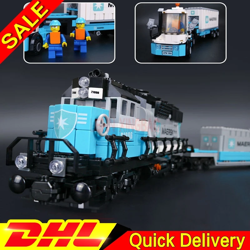 LP 21006 1234 шт. настоящий Technic Ultimate серия поезд Maersk набор строительных блоков Кирпичи