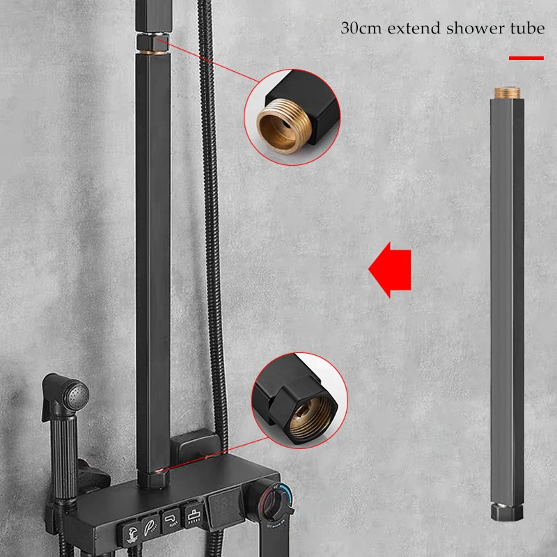 shower extension pipe square bathroom shower arm high quality stainless steel round shower extension pipe 30 cm extension pipe free global shipping