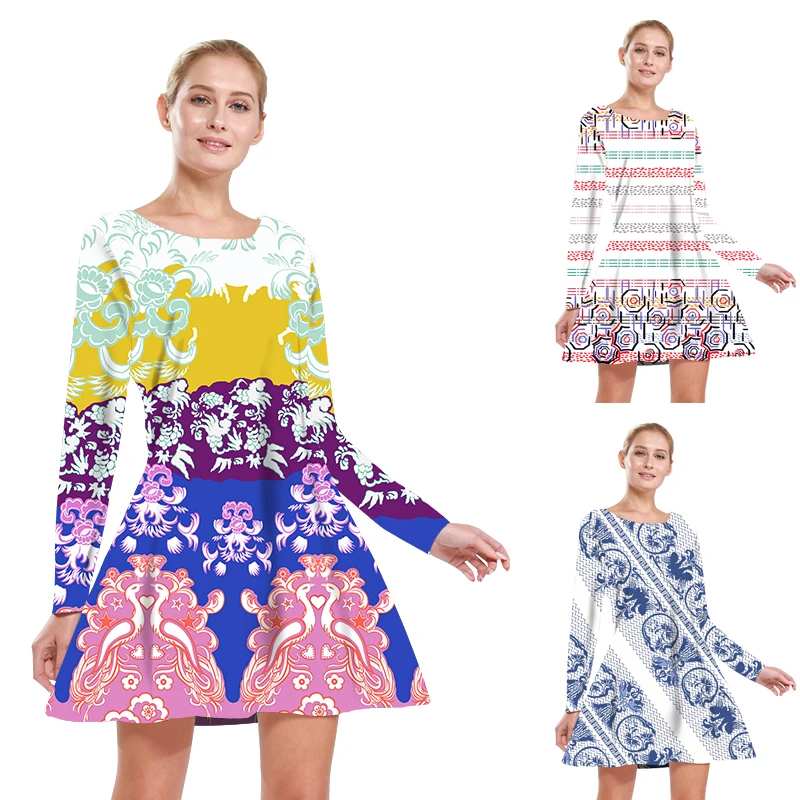 Летнее платье с цифровым винтажным принтом короткие платья Свободная