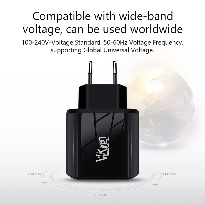 VVKing USB зарядное устройство 18 Вт PD Быстрая зарядка usb type C HD Smart display EU разъем для iPhone