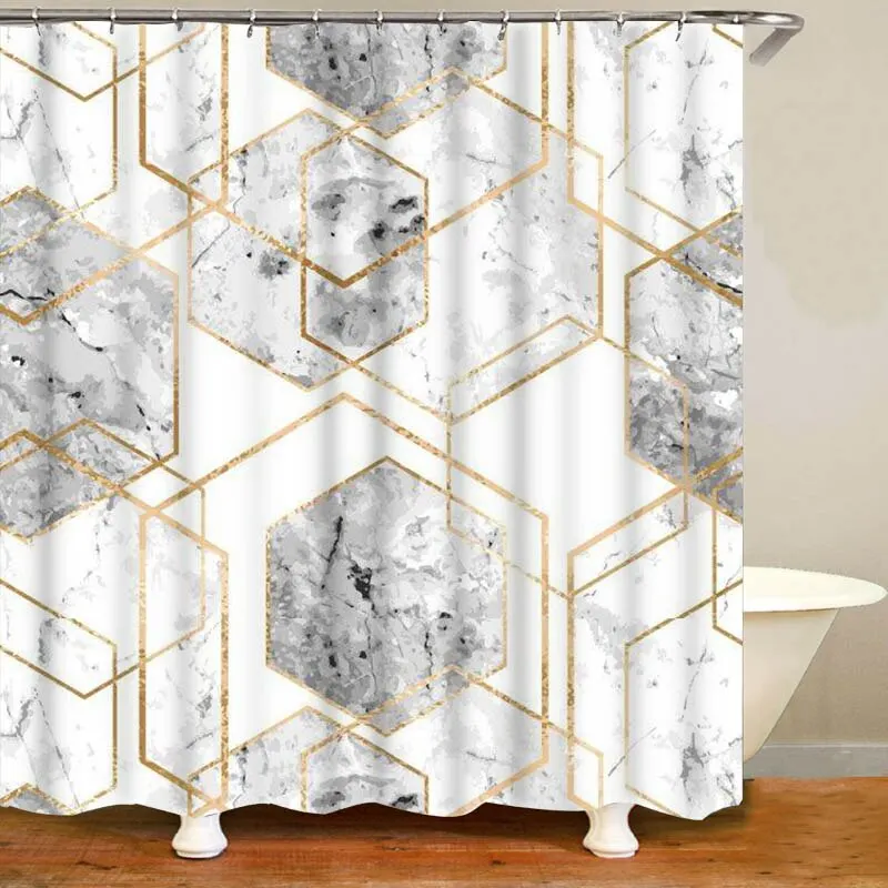 Современная Золотая блестящая мраморная занавеска для душа элегантная