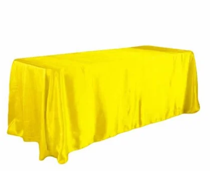 145x320cm White/Black Tablecloths Table Cover Rectangular Satin Tablecloth for Wedding Birthday Party Hotel Banquet Decoration - Color: yellow