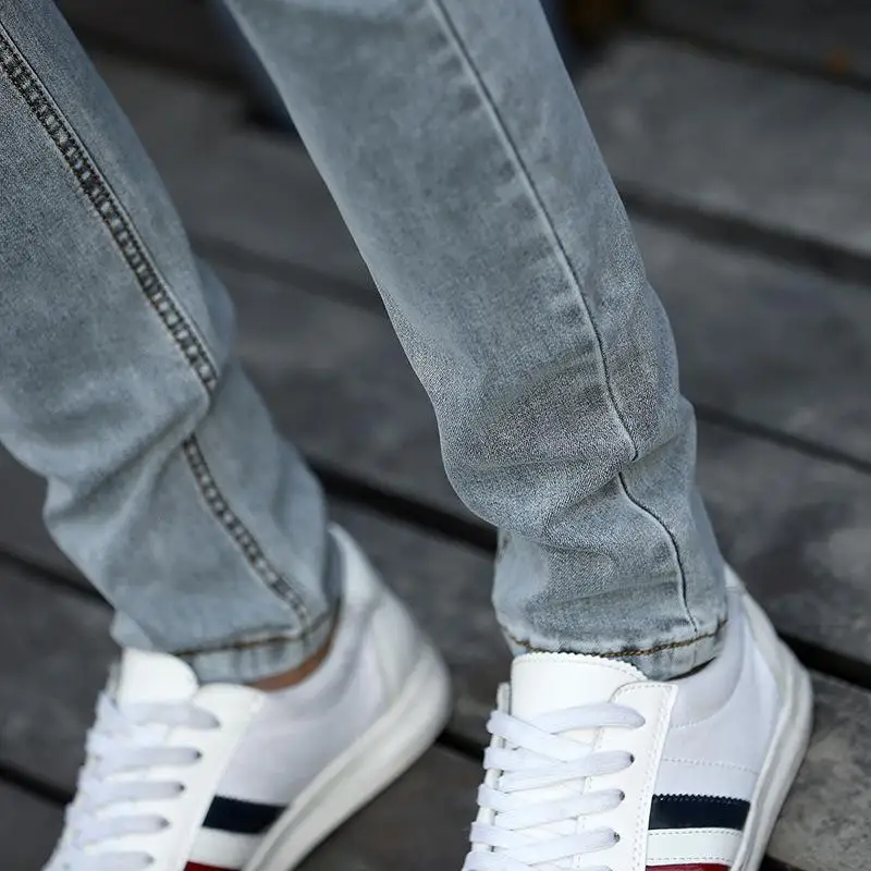 

Man Jeans 2019 New Fashion Vintage Casual Straight Stretch High Waist Button Skinny Ripped Denim Pants Plus Size
