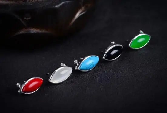 Ювелирные изделия нефритовая серьга 5 вариантов Женские подлинные 925 серебро