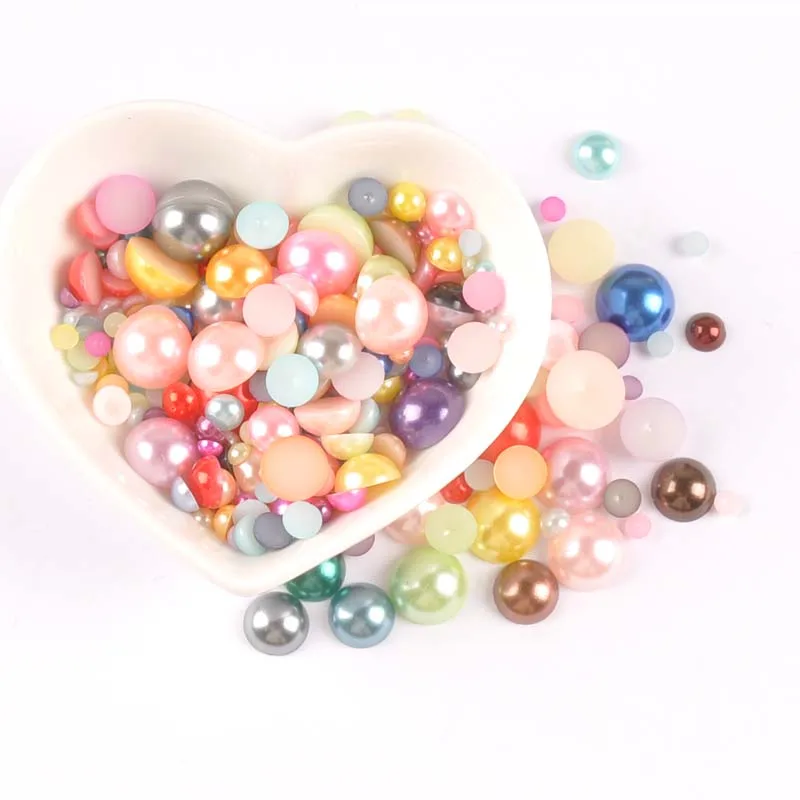 Полукруглые жемчужные бусины 12 цветов разных плоские Кабошоны украшения для