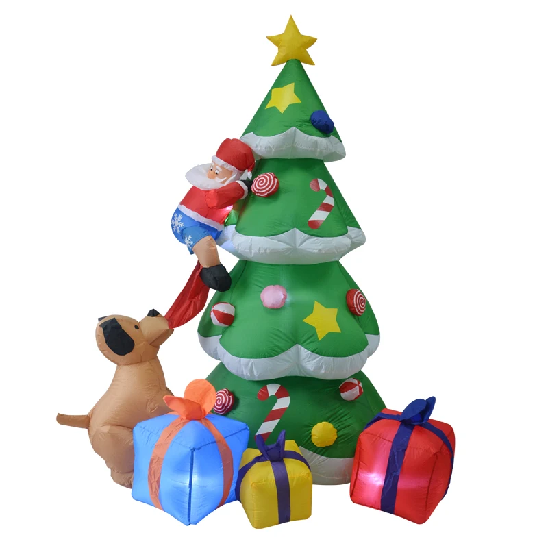 210 см гигантская надувная Рождественская елка с подарочными коробками щенок