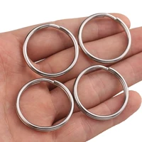 10pcslot stainless steel hole key ring key chain 152025283032mm women steel round split cute keychain gifts for men