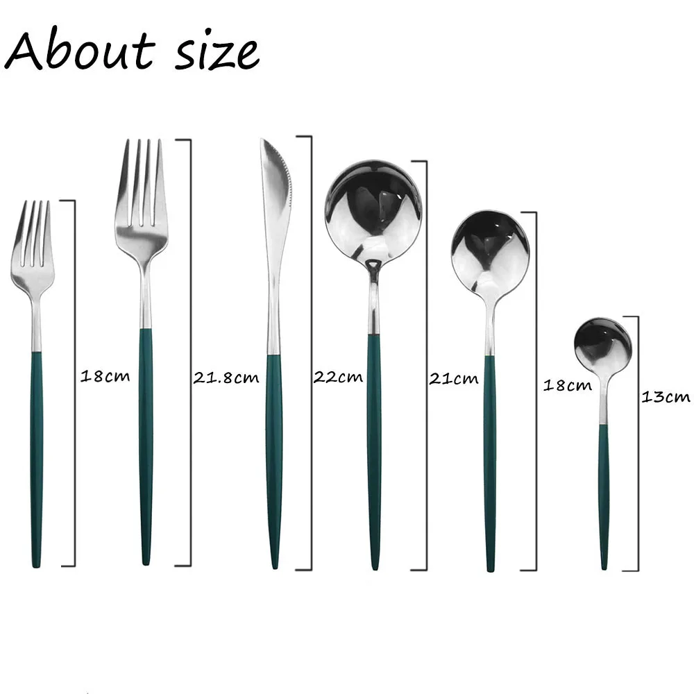 Серебристо зеленый Нержавеющая сталь наборы столовых приборов вечерние