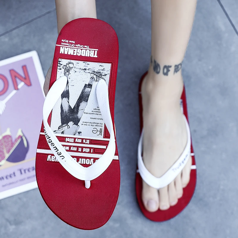 Шлепанцы мужсветильник резиновые легкие сандалии дышащие для пляжа красные лето